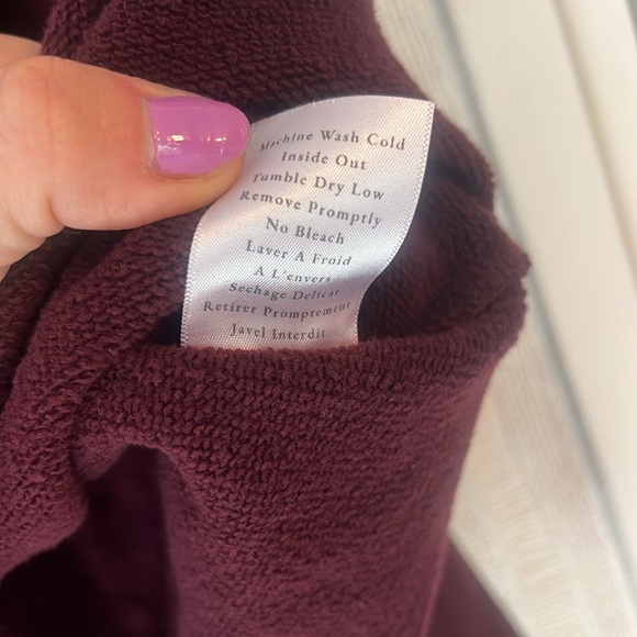 Frank & Eileen Tee Lab Effie Funnel Neck Capelet wine Sweatshirt Size Large - Picture 4 of 6